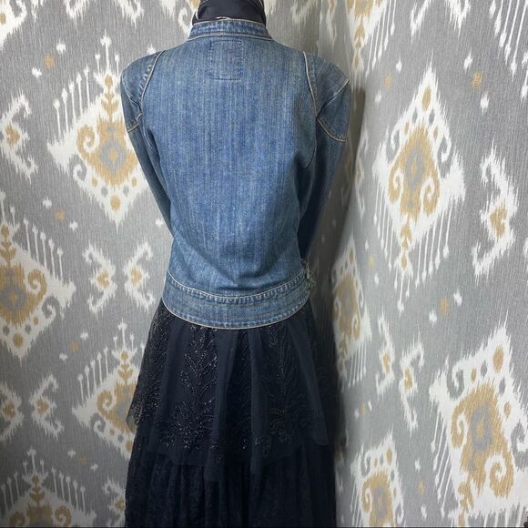 Ralph Lauren Black on Black Embroidered Tulle & Lace Tiered Maxi Ball Skirt - Picture 9 of 16